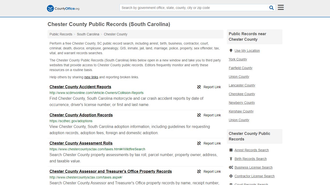 Chester County Public Records (South Carolina) - County Office