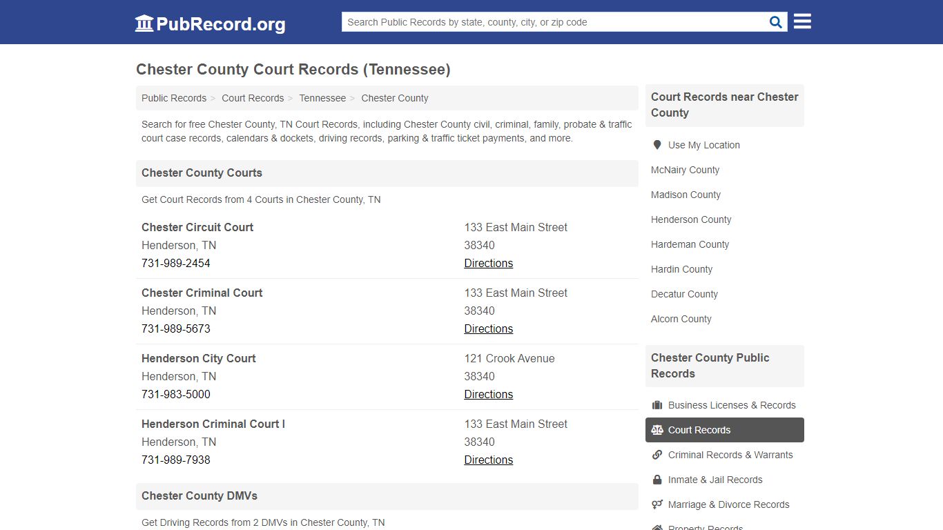 Free Chester County Court Records (Tennessee Court Records) - PubRecord.org